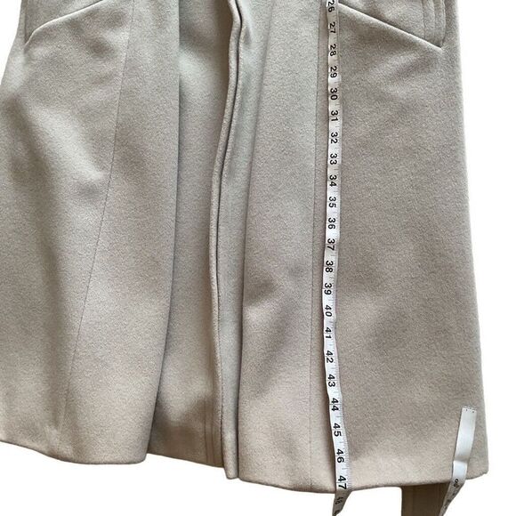 Vintage Elegant Gray beige Women's long belted Coat with Fur Collar L/XL - Picture 15 of 16